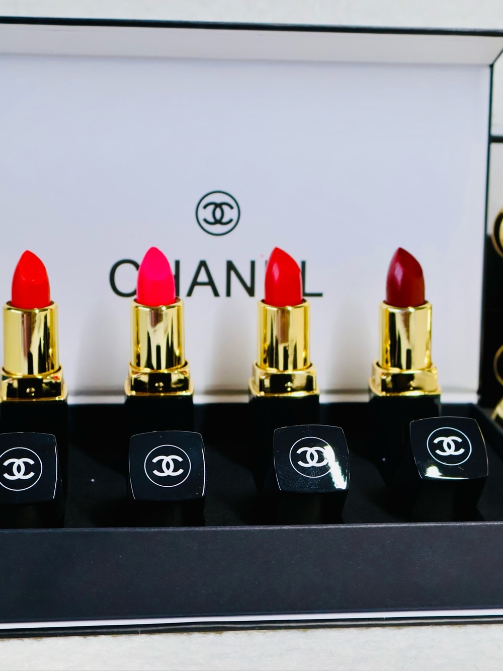 CHANEL Lipstick Quartet in Bright Red, Hot Pink, Classic Red & Deep Burgundy